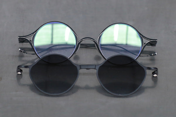 Rigards X The Viridi-Anne collaboration detachable sunglasses RG1022TVA collection RG-RG1022TVA-GHTMH-F vintage black frame transparent gray lens glasses